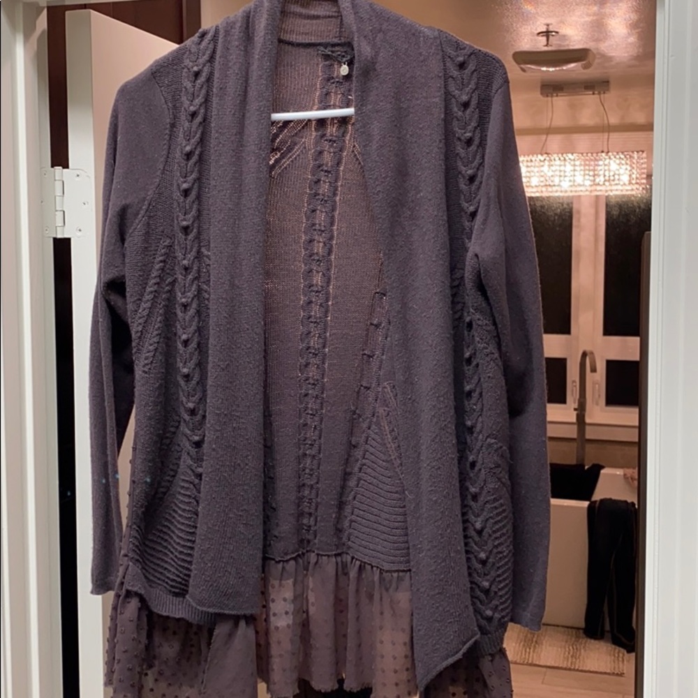 Knitted and Knotted M Plum cardigan Sweater